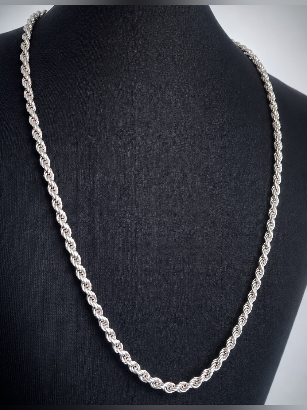 Vintage 925 Sterling Silver Diamond Cut Rope Chain 30” 5mm Heavy 55 Gram Italy